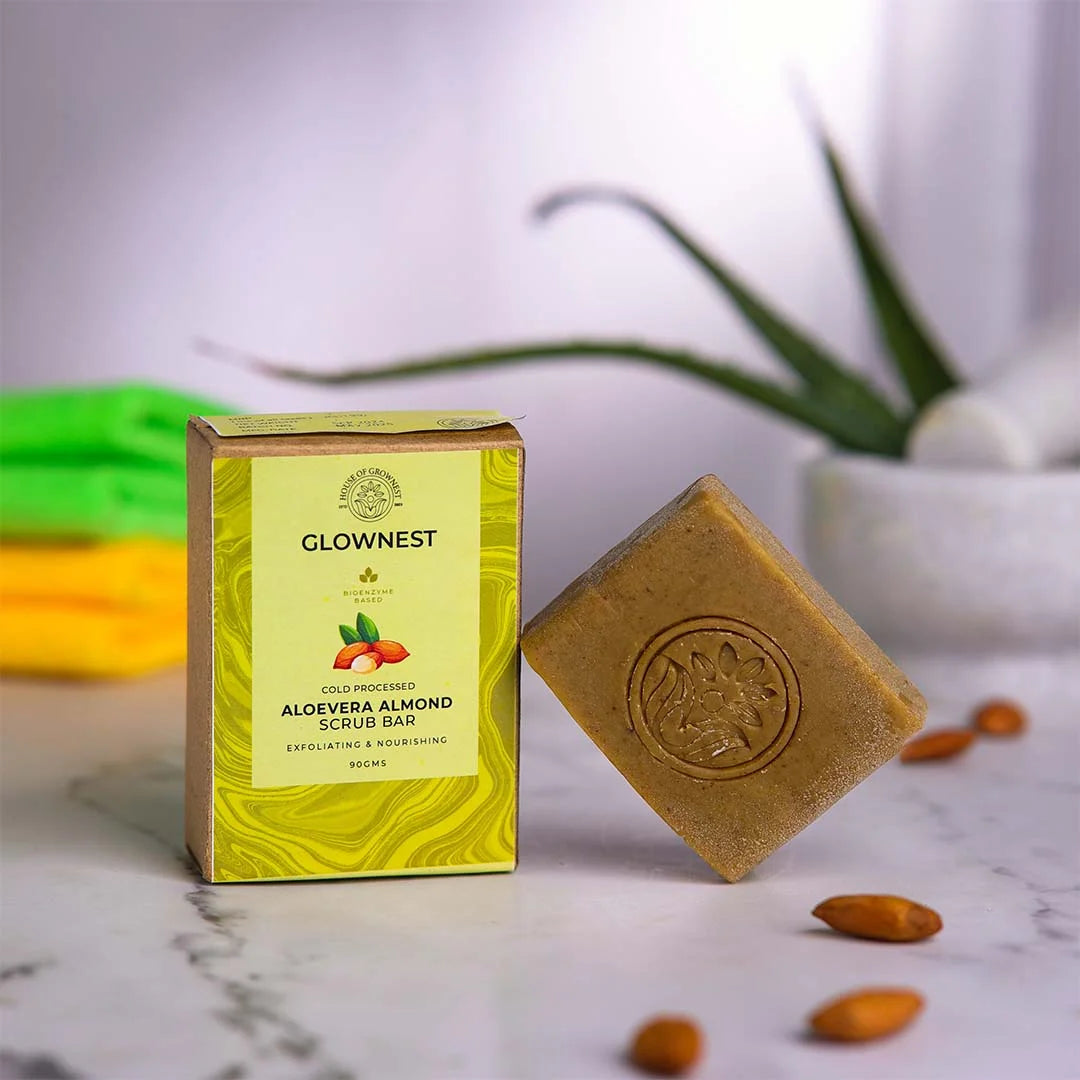 Bioenzyme Based Cold Pressed- Aloe vera & Almond Scrub Bar