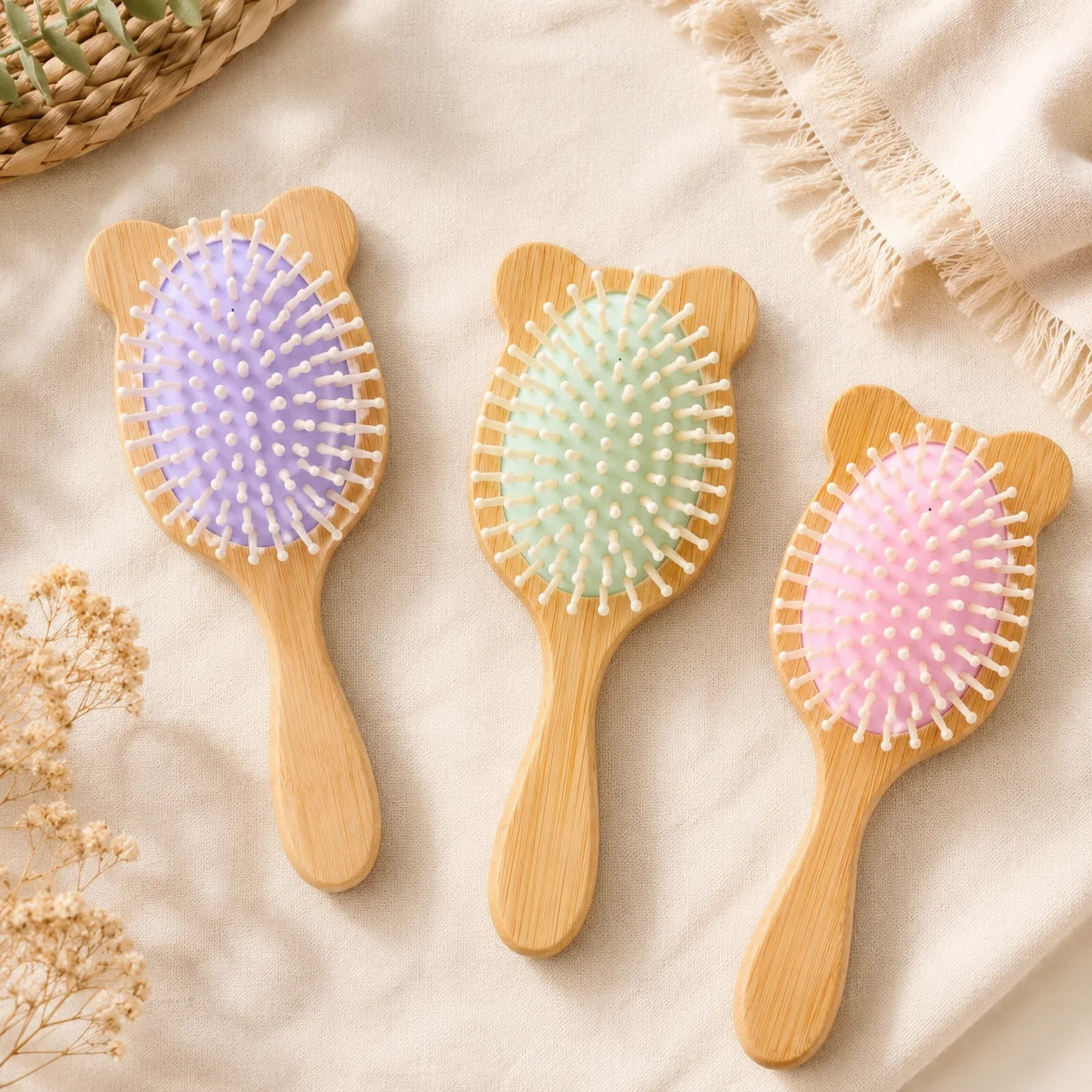 Bamboo Kids Hair Brush Teddy Shaped