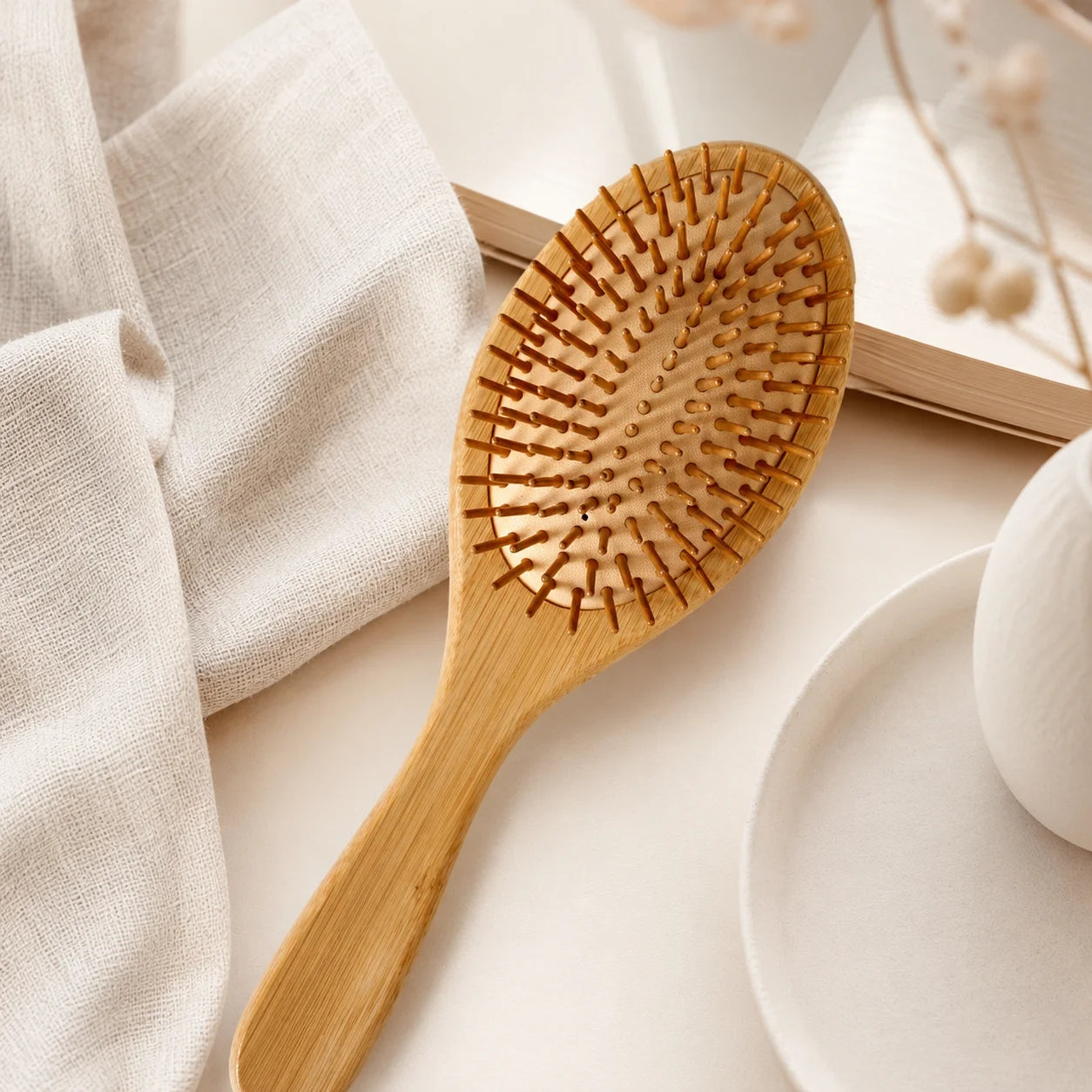 Bamboo Paddle Hair Brush (Oval)