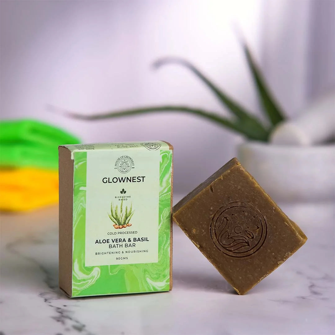 Bioenzyme Based Cold Pressed- Aloe vera & Basil Bath Bar