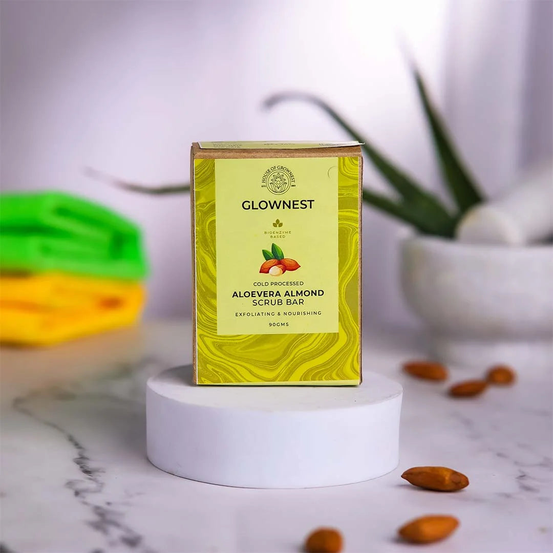 Bioenzyme Based Cold Pressed- Aloe vera & Almond Scrub Bar