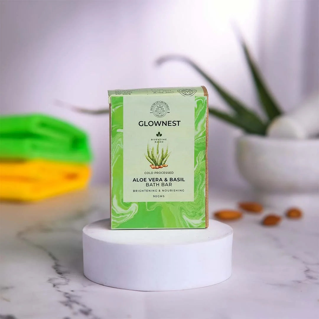 Bioenzyme Based Cold Pressed- Aloe vera & Basil Bath Bar